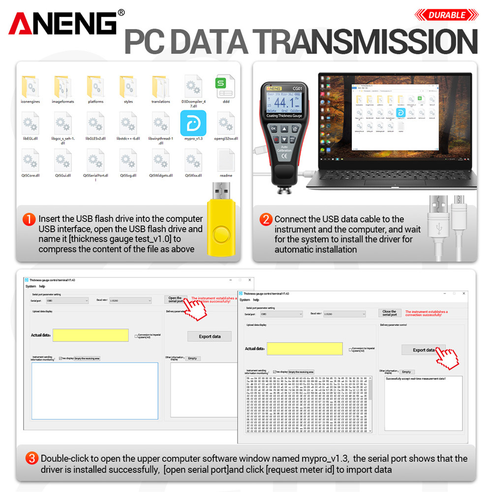 ANENG CG01 Coating Thickness Gauge Measuring FE/NFE 0.1micron/0-1500 Car Paint Film Thickness Tester Russian Manual Paint Tool