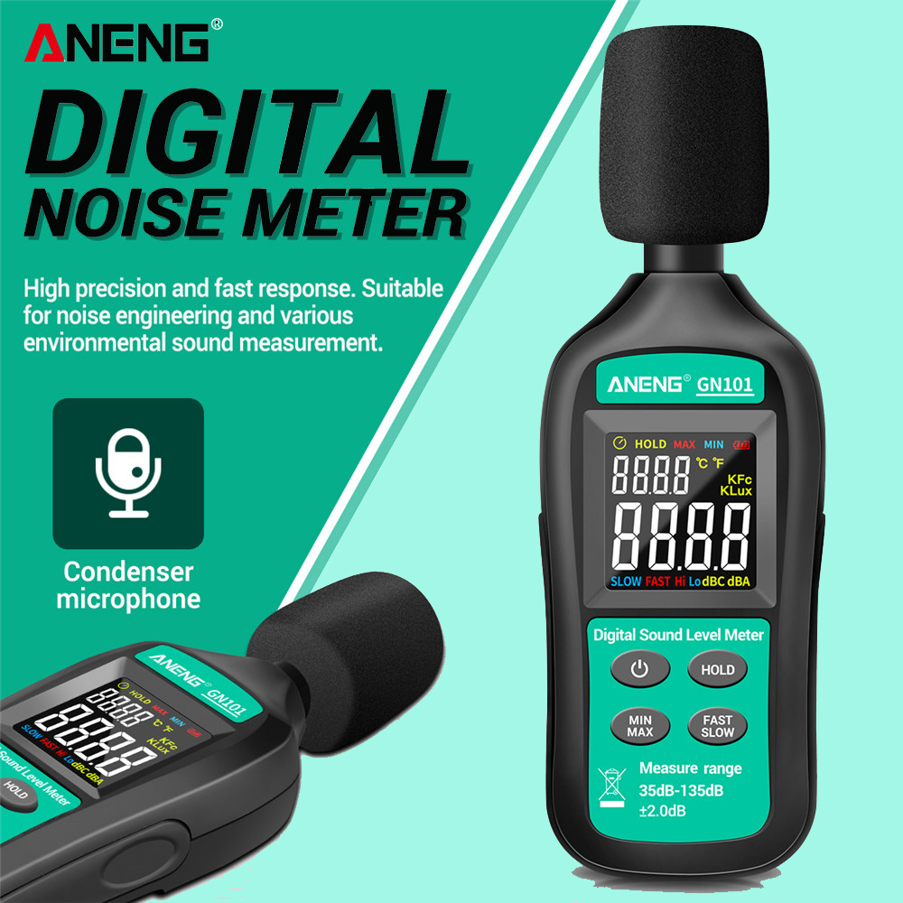 ANENG GN101 Digital Noise Meter Measurement 35-135 db Intelligent Sound Level Meter Decibel Monitor Logger  Diagnostic-Tool