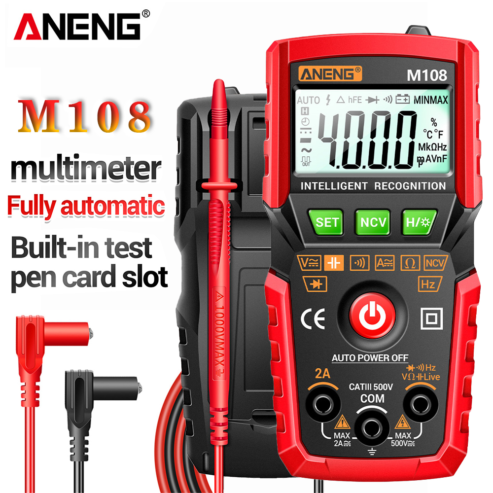 ANENG M108/M107 Mini Digital Multimeter 4000 count AC/DC Electrical Instruments Tester Auto Multimetro digital profesional meter