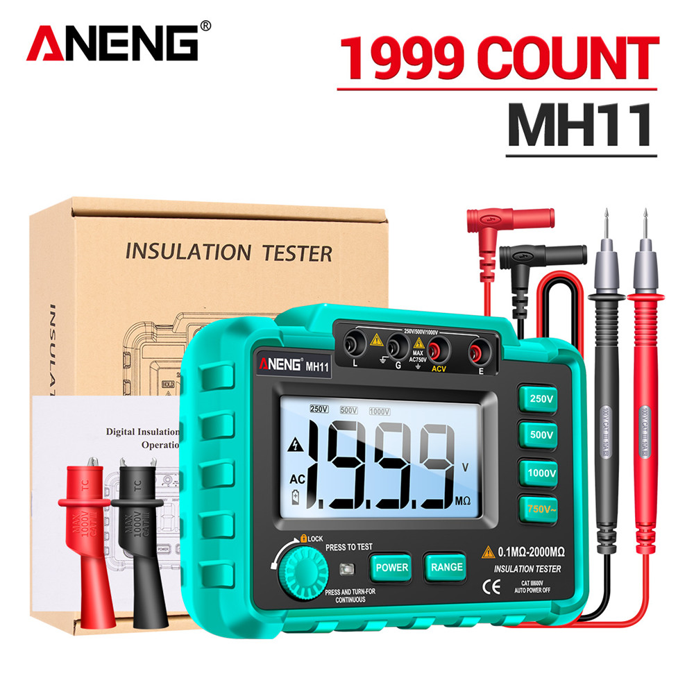 ANENG MH11 Digital Megohmmeter Meters 250/500/1000V Insulation Earth Resistance Meters Tester cable Voltmeter Megger Meter