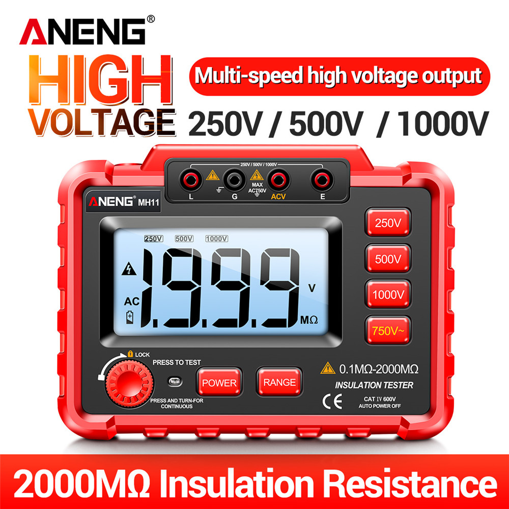 ANENG MH11 Digital Megohmmeter Meters 250/500/1000V Insulation Earth Resistance Meters Tester cable Voltmeter Megger Meter