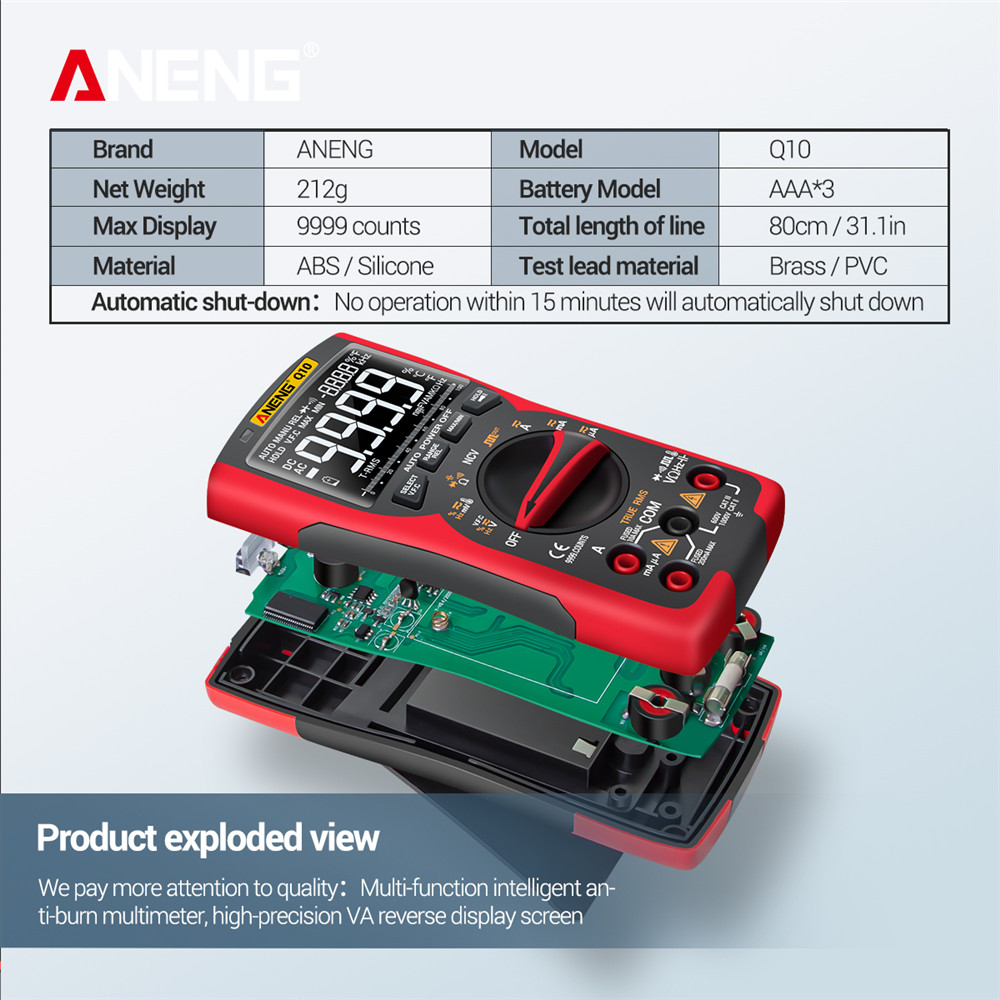 ANENG Q10 Digital Multimeter 9999 Professional Tester Multimetro True RMS Analog DIY Transistor Capacitor NCV Testers Lcr Meter