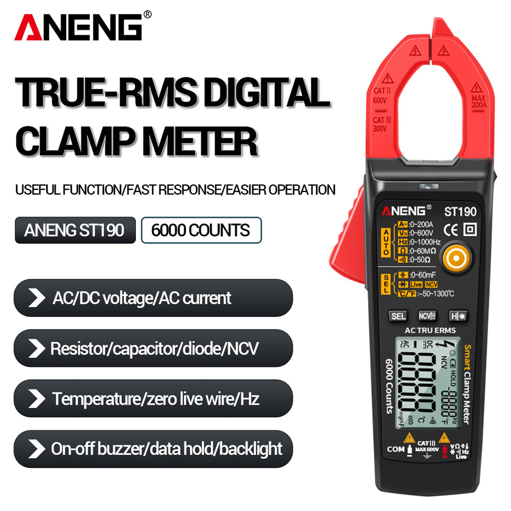 ANENG ST190 Clamp Meter 6000 Counts True RMS Digital Professional Multimeter AC Current Clamp Tester Meters Voltmeter Auto Range