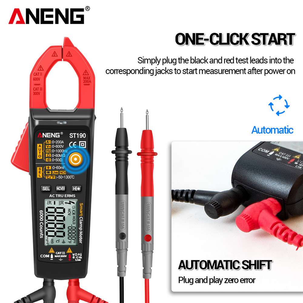 ANENG ST190 Clamp Meter 6000 Counts True RMS Digital Professional Multimeter AC Current Clamp Tester Meters Voltmeter Auto Range