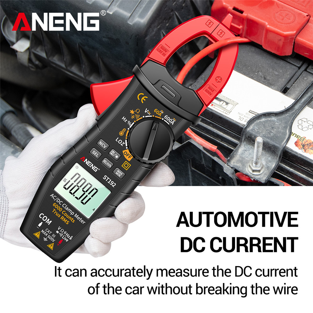 ANENG ST191/ST192 Digital Clamp Meters Multimeter 60A/600A Tester AC/DC Current 6000 Counts True RMS Capacitance NCV Ohm Hz Transistor