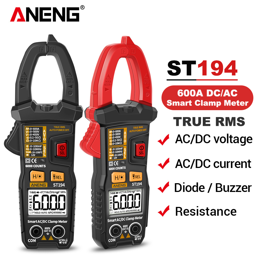 ANENG ST193 ST194 Digital Clamp Meter Multimeter DC/AC Current Tester 600V Voltage True RMS Amp Meters 6000 Count Capacitor multimetro