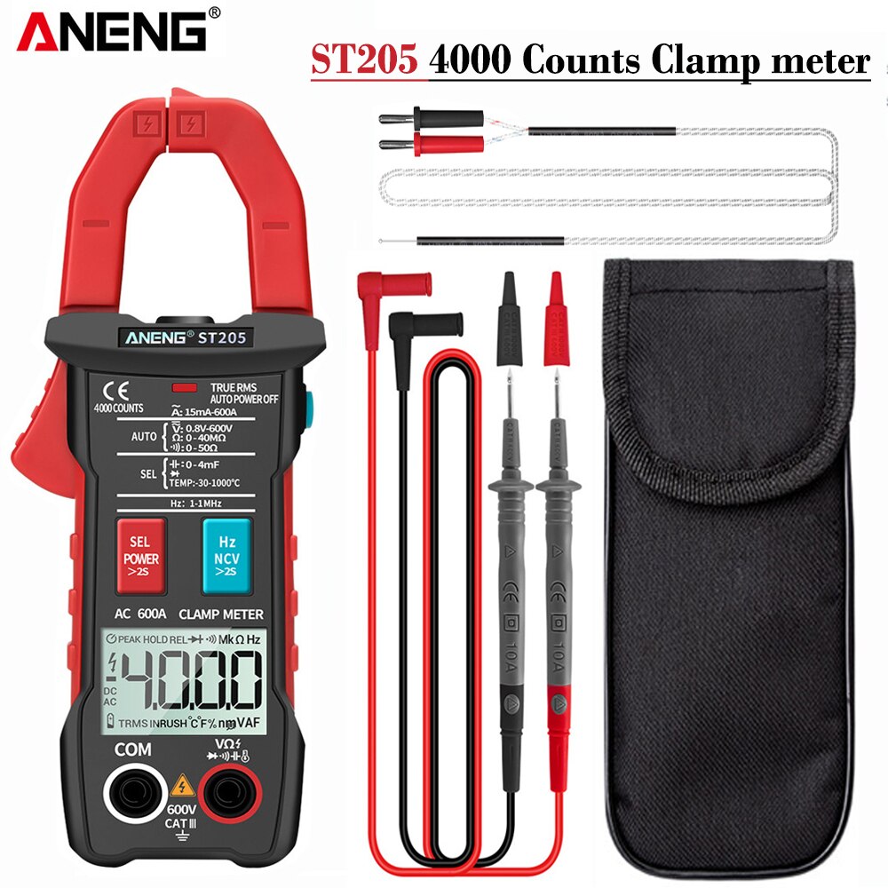 ANENG ST205 Digital Clamp Meter Analog Multimeter Current Clamp DC/AC Intelligent AUTO range meter with temperature tester