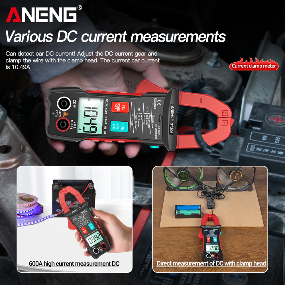 ANENG ST206 Digital Multimeter Clamp Meter 6000 counts True RMS Amp DC/AC Current Clamp measure dc amperimetro tester voltmeter