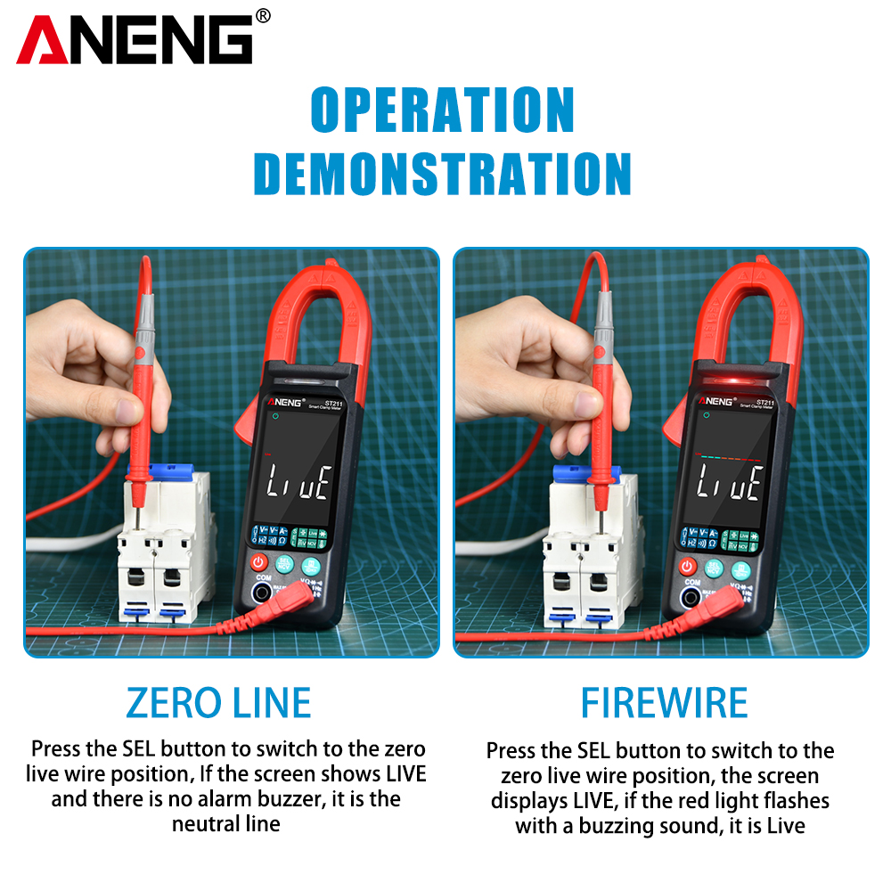 ANENG ST211 Digital Clamp Meter 6000 Counts Multimeter DC/AC  Voltage Current Tester Car Amp Hz Big Color Screen NCV Ohm Test