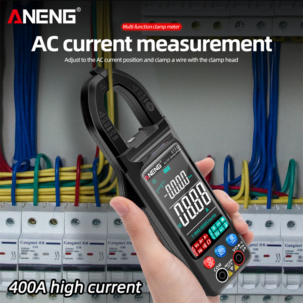 ANENG ST212 DC/AC Current Digital Clamp Meter 6000 Counts 400A Amp Multimeter Large Color Screen Voltage Tester Car Hz NCV Ohm