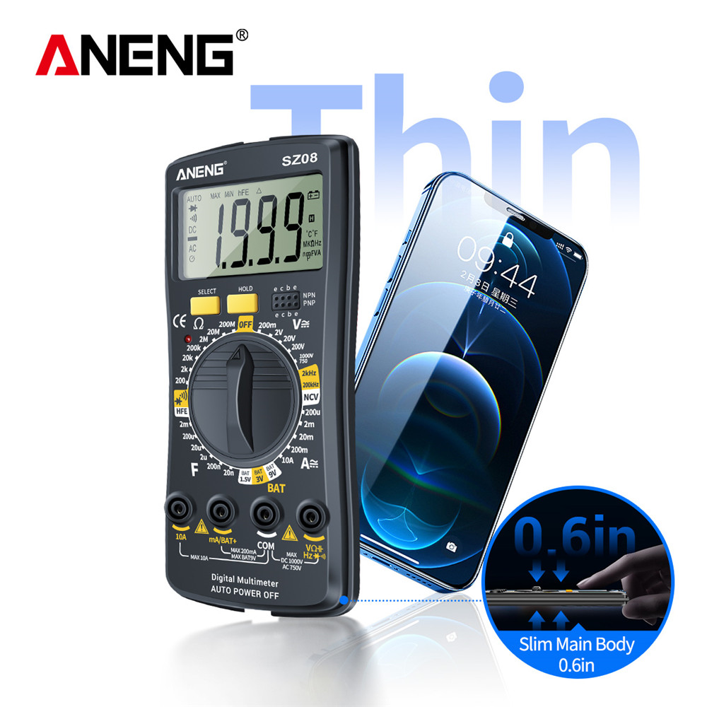 ANENG SZ08 Digital Multimeter Ultra-thin storage Professional Multimetro Auto Voltmeter AC DC 220V Resistance Handhold Testers