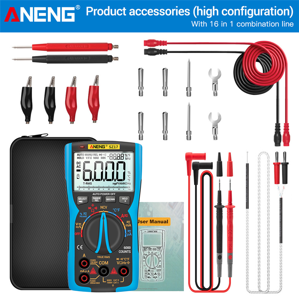 ANENG SZ16 SZ17 DIY Transistor Capacitor NCV Detector Lcr Meter Digital Multimeter 6000 Professional True RMS AC/DC Analog Tester