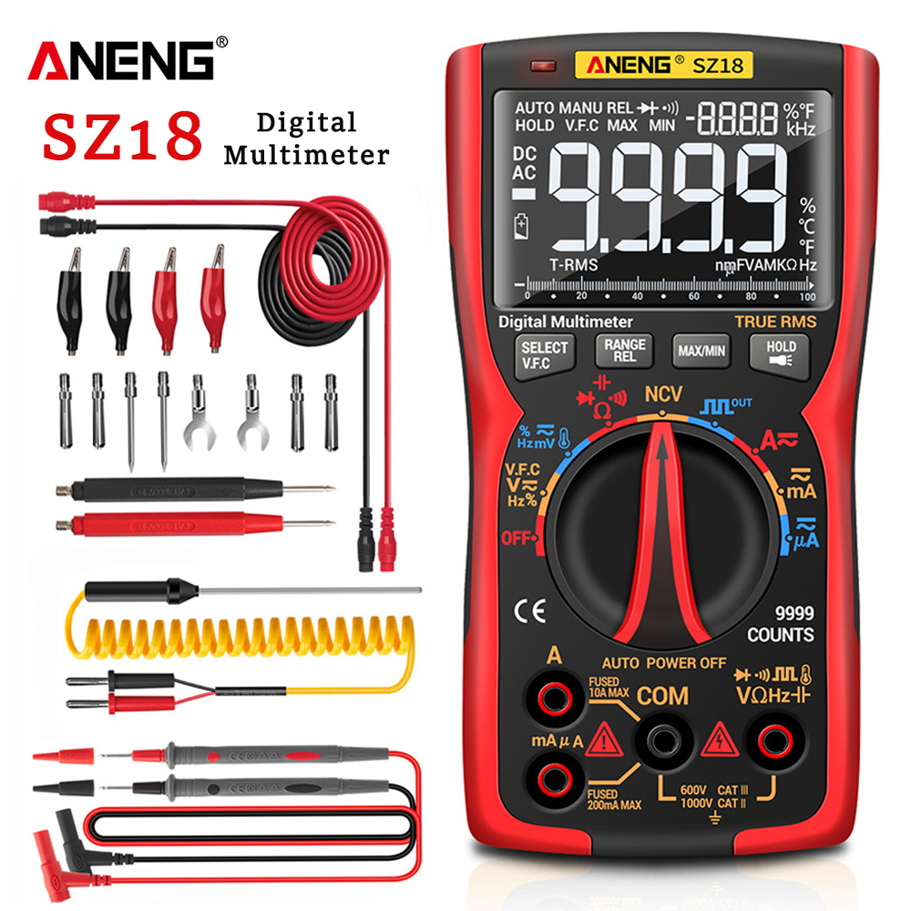 ANENG SZ18 Digital Multimeter 9999 Professional True RMS Analog Tester Multimetro DIY Transistor Capacitor NCV Testers Lcr Meter