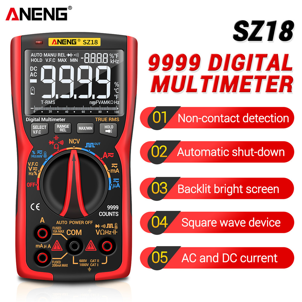 ANENG SZ18 Digital Multimeter 9999 Professional True RMS Analog Tester Multimetro DIY Transistor Capacitor NCV Testers Lcr Meter