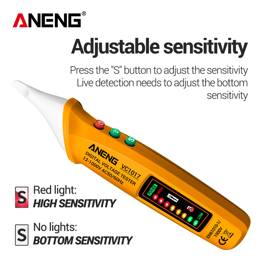 ANENG VC1017 AC Voltage Detector Tester Meter 12V-1000v Non-contact Pen Style Electric Indicator LED voltage meter vape pen
