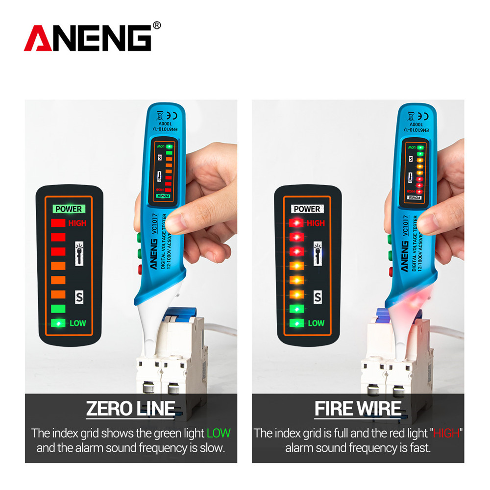 ANENG VC1017 AC Voltage Detector Tester Meter 12V-1000v Non-contact Pen Style Electric Indicator LED voltage meter vape pen