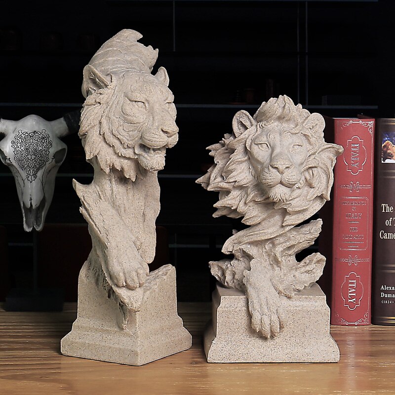 Animal Sculpture Horse Eagle Lion Tiger Goat Elephant Home Office Decoration Gift Art Living Room Head Resin Statue Ornaments