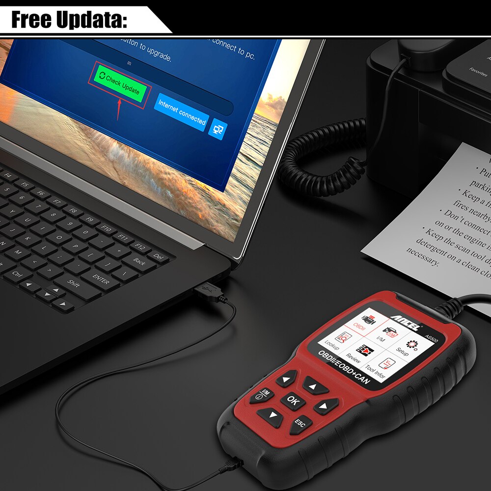 Ancel AS500 OBD2 Scanner Vehicle Engine Code Reader Tester OBD Car Diagnostics Tool Multilingual Free Update ODB II Automotive Scanner