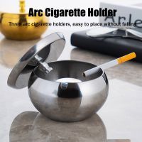 Ashtray With Lid For Cigarettes Stainless Steel Windproof Ash Tray Portable Tabletop Decoration Smokeless Odorless Ash Holder