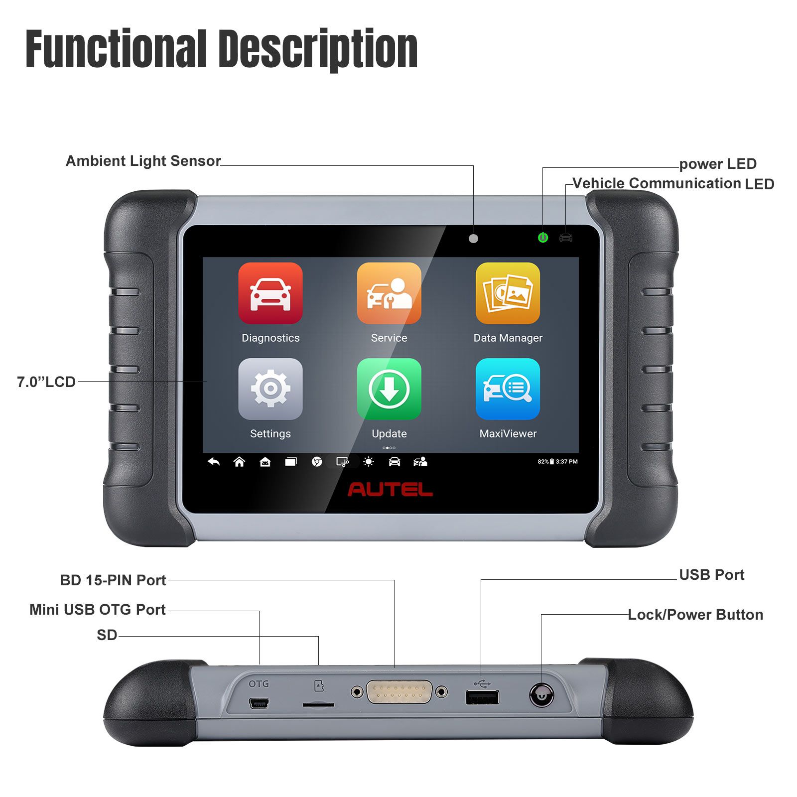 2025 Autel MaxiCOM MK808Z Bi-Directional Full System Diagnostic Tablet with Android 11 Operating System Upgraded Version of MK808/MX808