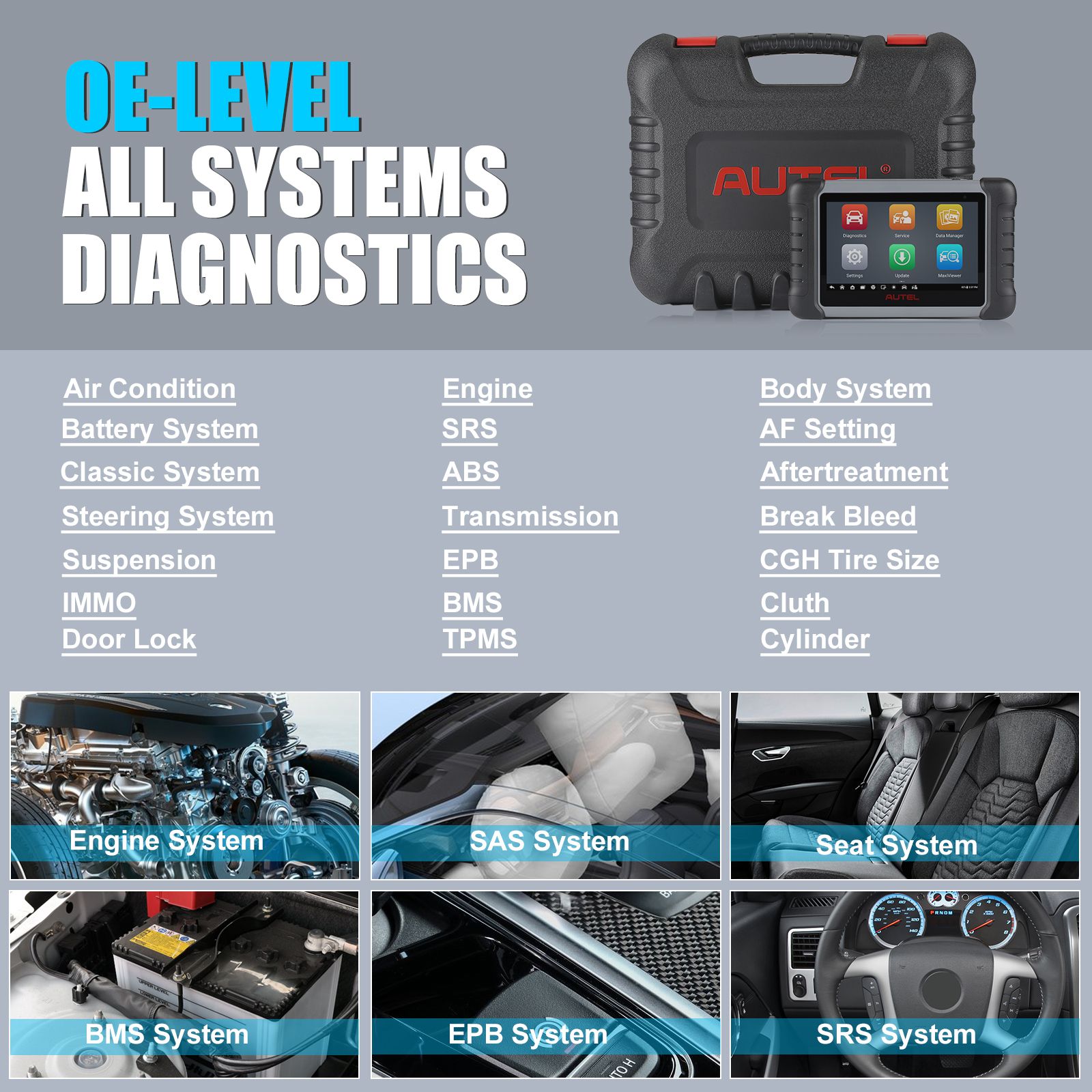 2025 Autel MaxiCOM MK808Z Bi-Directional Full System Diagnostic Tablet with Android 11 Operating System Upgraded Version of MK808/MX808