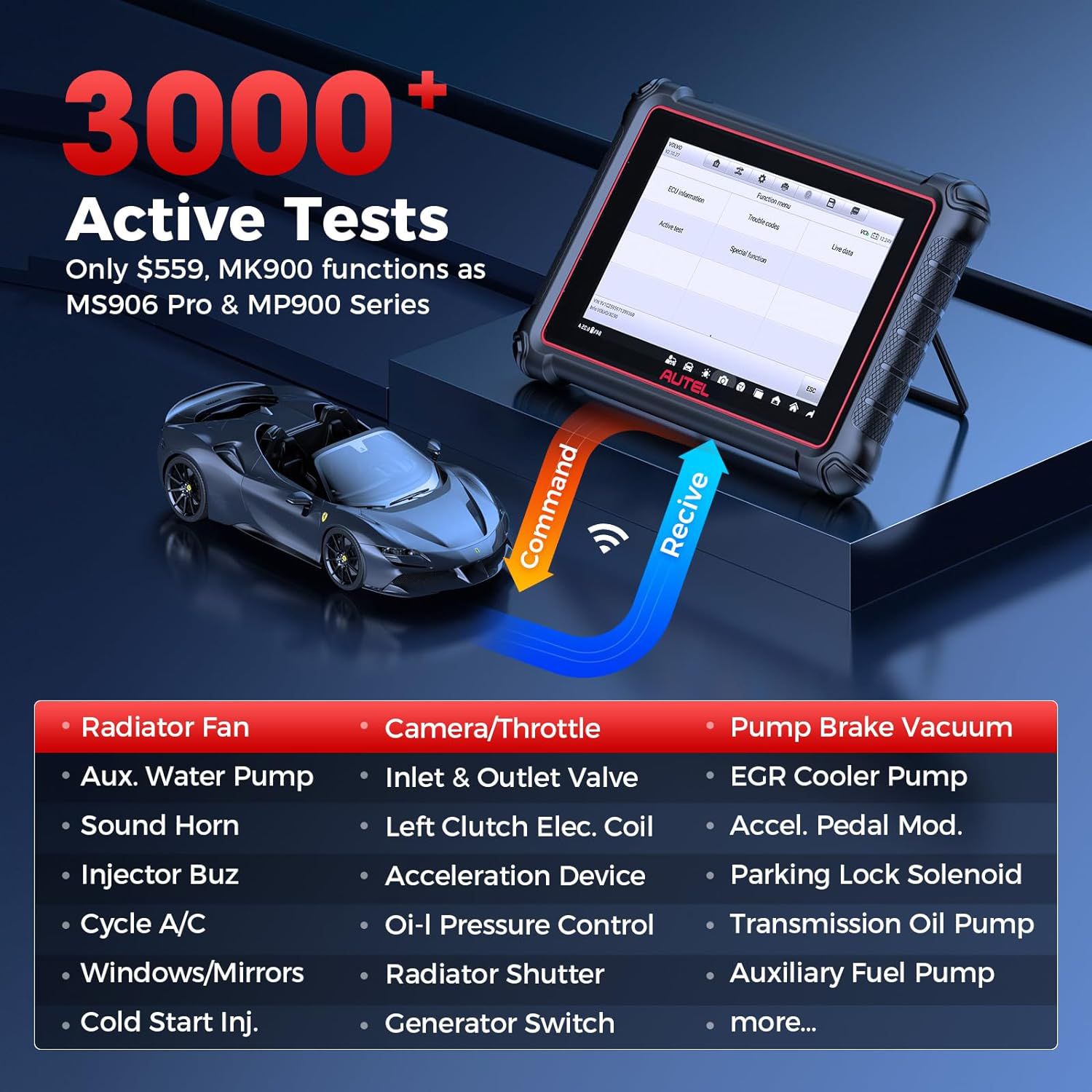 2024 Autel MaxiCOM MK900 Scanner CAN-FD & DoIP FCA & Renault SGW Access 40+ Service New Ver. of MK808BT PRO, MK808S, MK808Z