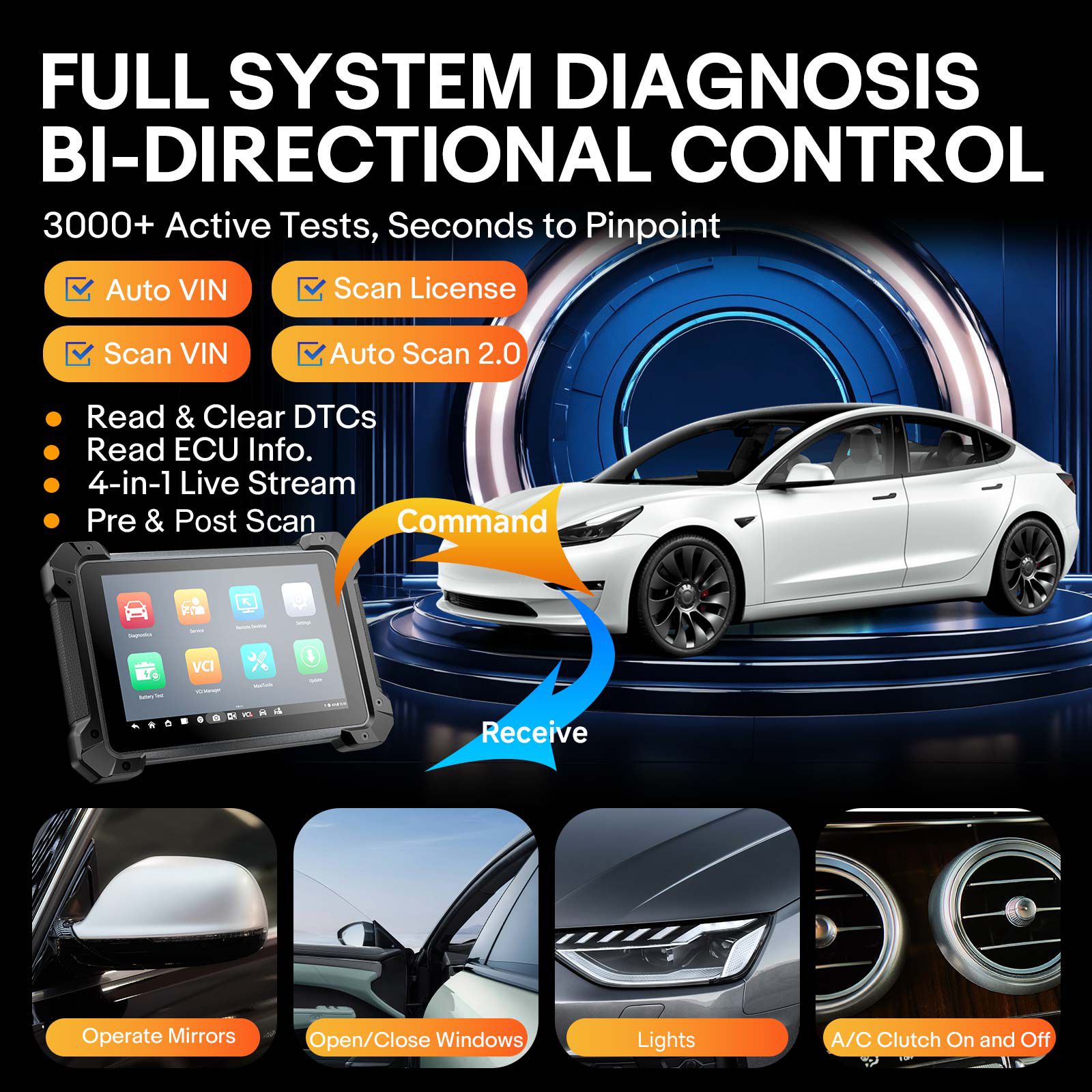 2024 Autel MaxiCOM MK908 PRO II Automotive Diagnostic Tablet Support Scan VIN and Pre&Post Scan
