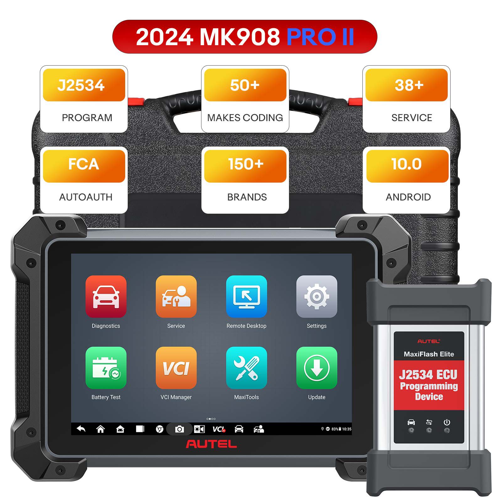 2024 Autel MaxiCOM MK908 PRO II Automotive Diagnostic Tablet Support Scan VIN and Pre&Post Scan