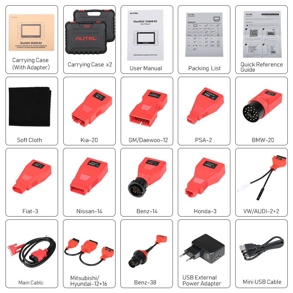  Original Autel MaxiDAS DS808K Tablet Diagnostic Tool Full Set Support Injector Coding & Key Coding