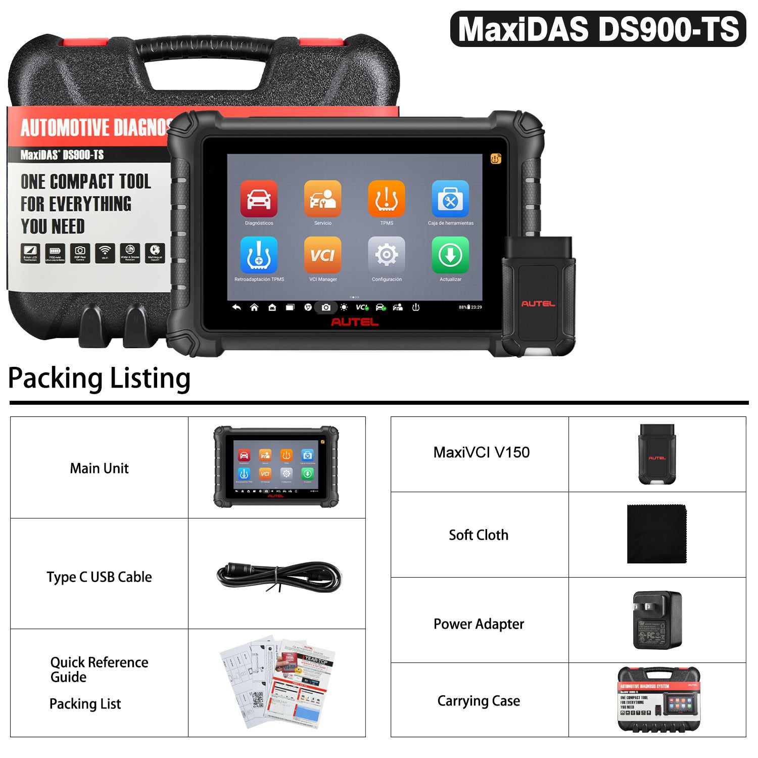 Autel MaxiDAS DS900TS DS900-TS Wireless TPMS Diagnostic Tool Advanced ECU Coding OE All System Diagnosis 40+ Services