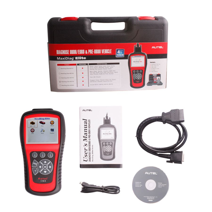 Original Autel MaxiDiag Elite MD704 Full System with Data Stream European Vehicle Diagnostic Tool