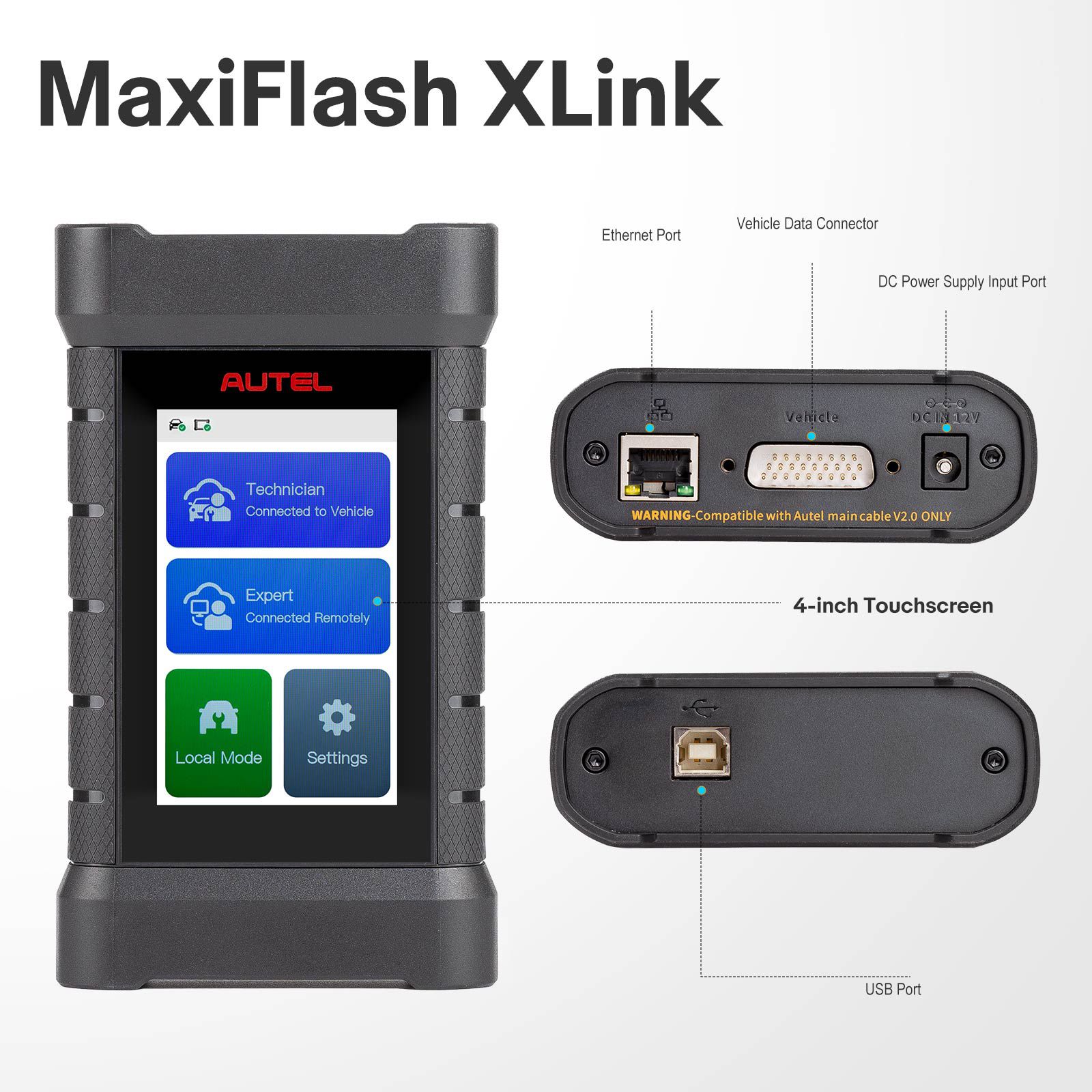 2024 Autel MaxiFlash XLink J2534 Tool Remote Expert ECU Programming Device Work with PC, Mobile Phone and Autel Ultra, MS919, MS909