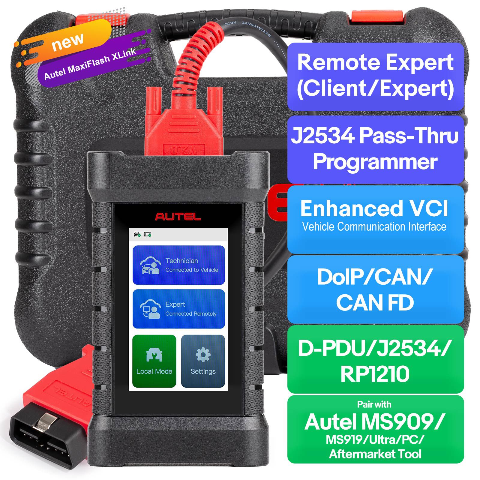 2024 Autel MaxiFlash XLink J2534 Tool Remote Expert ECU Programming Device Work with PC, Mobile Phone and Autel Ultra, MS919, MS909