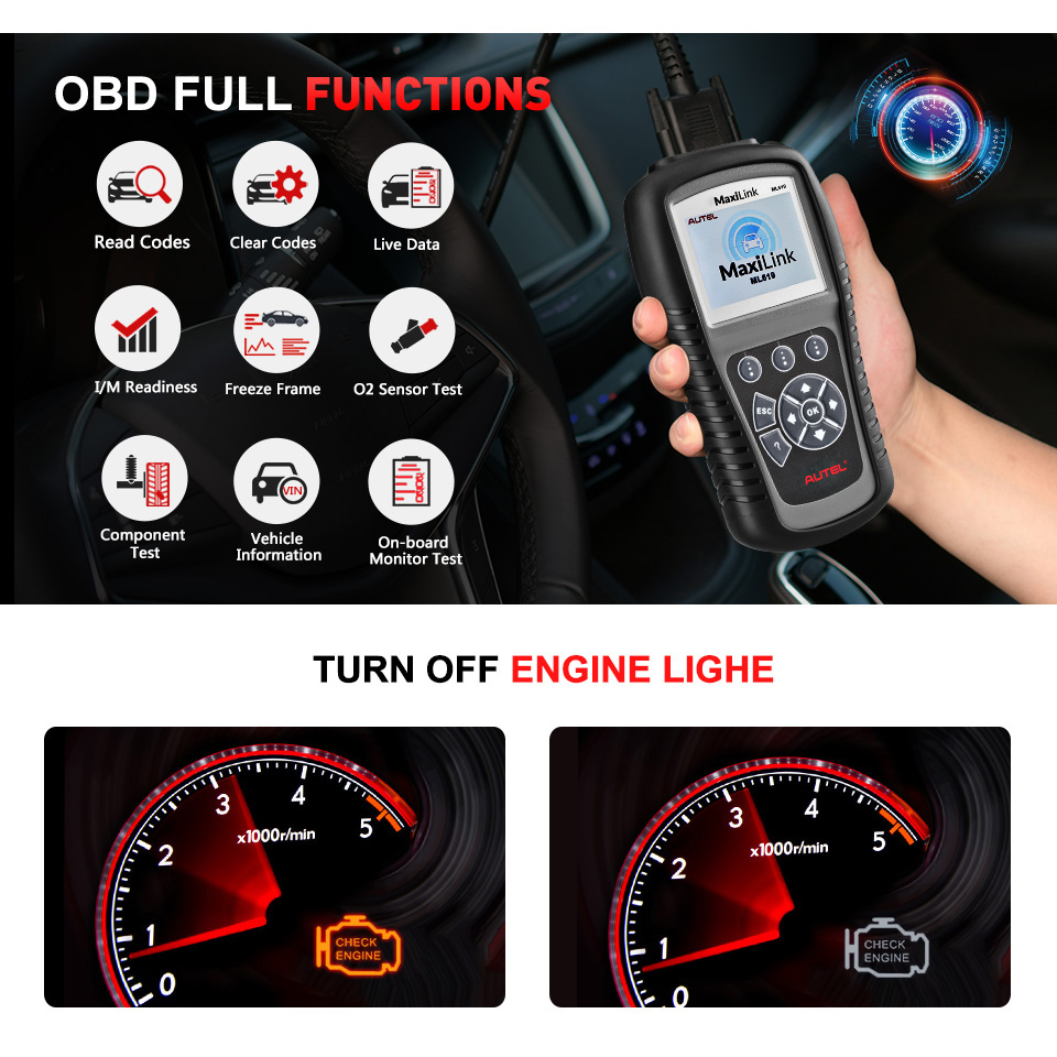 Autel MaxiLink ML619 OBD2 Scanner ABS SRS Code Read Auto Diagnostic Tool Car OBD 2 OBDII Automotive Auto Scanner PK CR6011