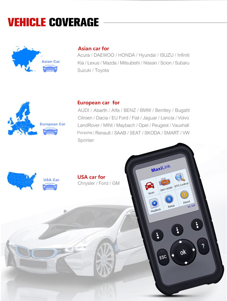 AUTEL MaxiLink ML629 OBD2 Code Reader