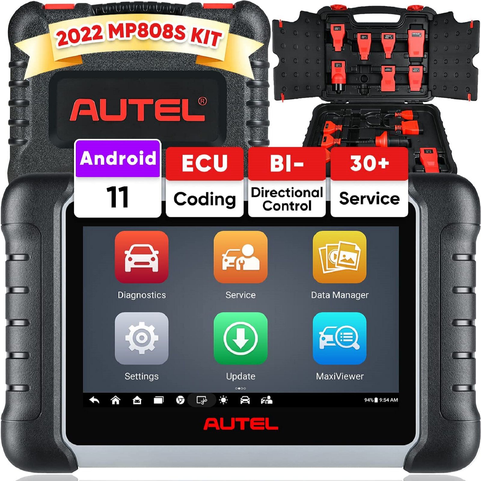 Autel MaxiPRO MP808S KIT with Complete OBD1 Adapters Newly Adds FCA AutoAuth Can Work with MaxiVideo MV108
