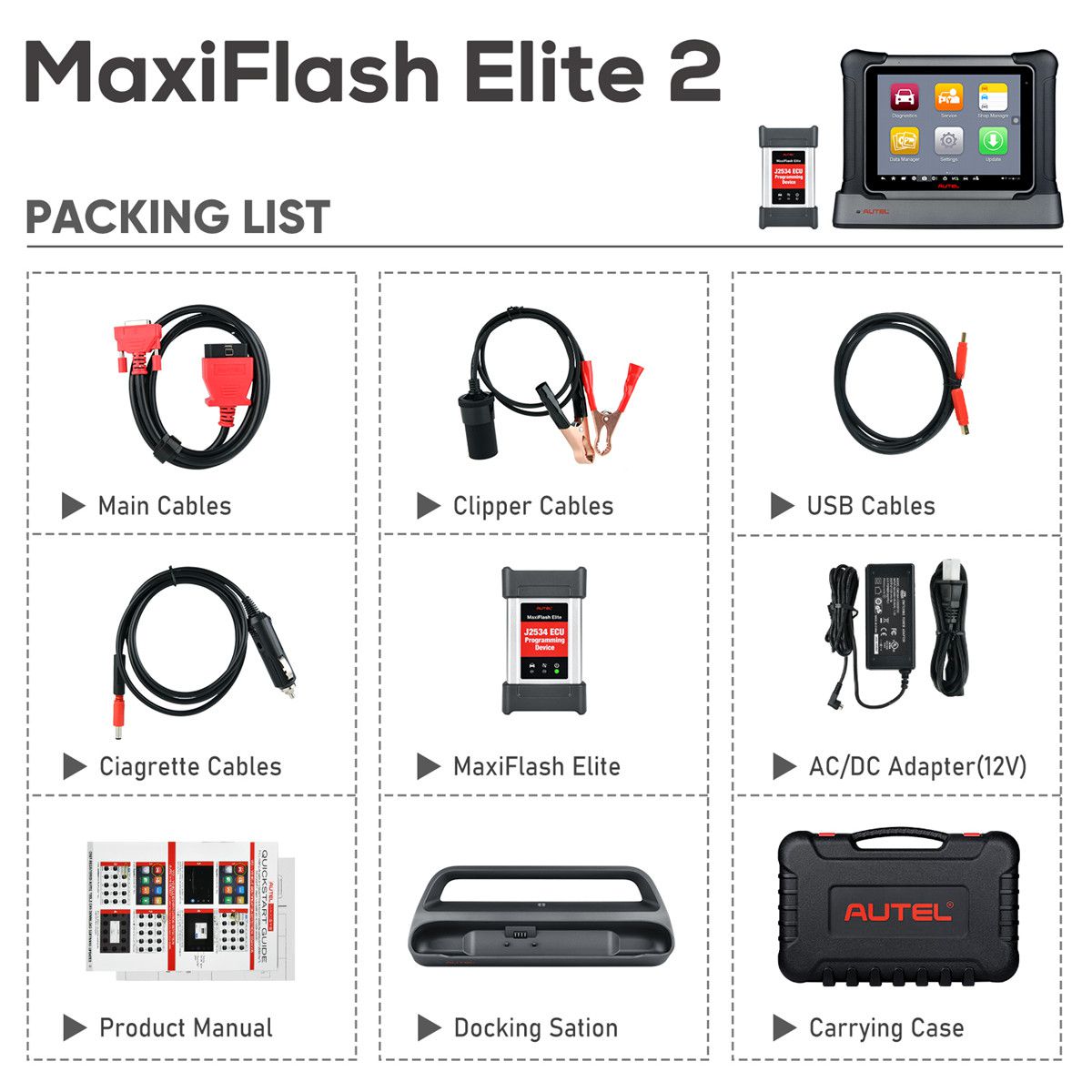 Autel Maxisys Elite II Automotive Diagnostic Tool Support Bi-Directional Control and J2534 ECU Programming