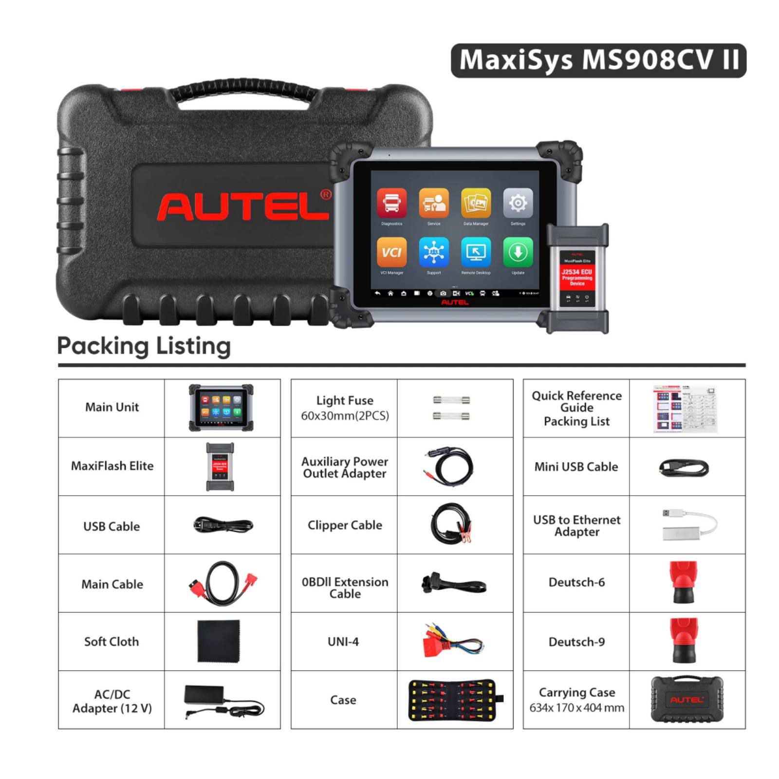 2025 Autel Maxisys MS908CV II Heavy Duty Truck Scanner with J2534 ECU Programming Support Smart AutoVin 2.0 and Pre Post Scan Upgraded Ver. Of MS908CV