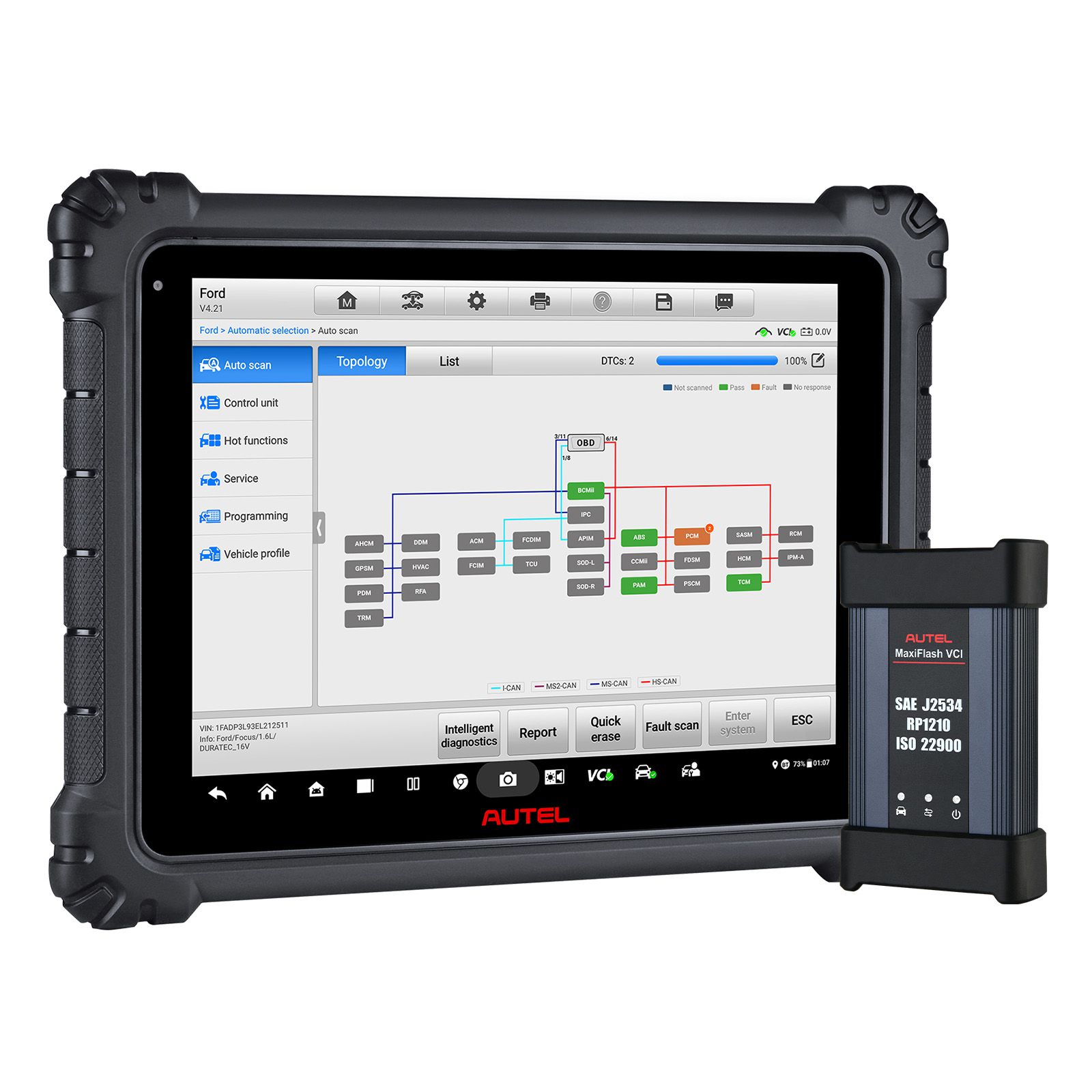 2024 Autel MaxiCOM Ultra Lite S Automotive Diagnostic Tool Support ECU Programming/Coding Topology Mapping and Guided Functions with Multi-language