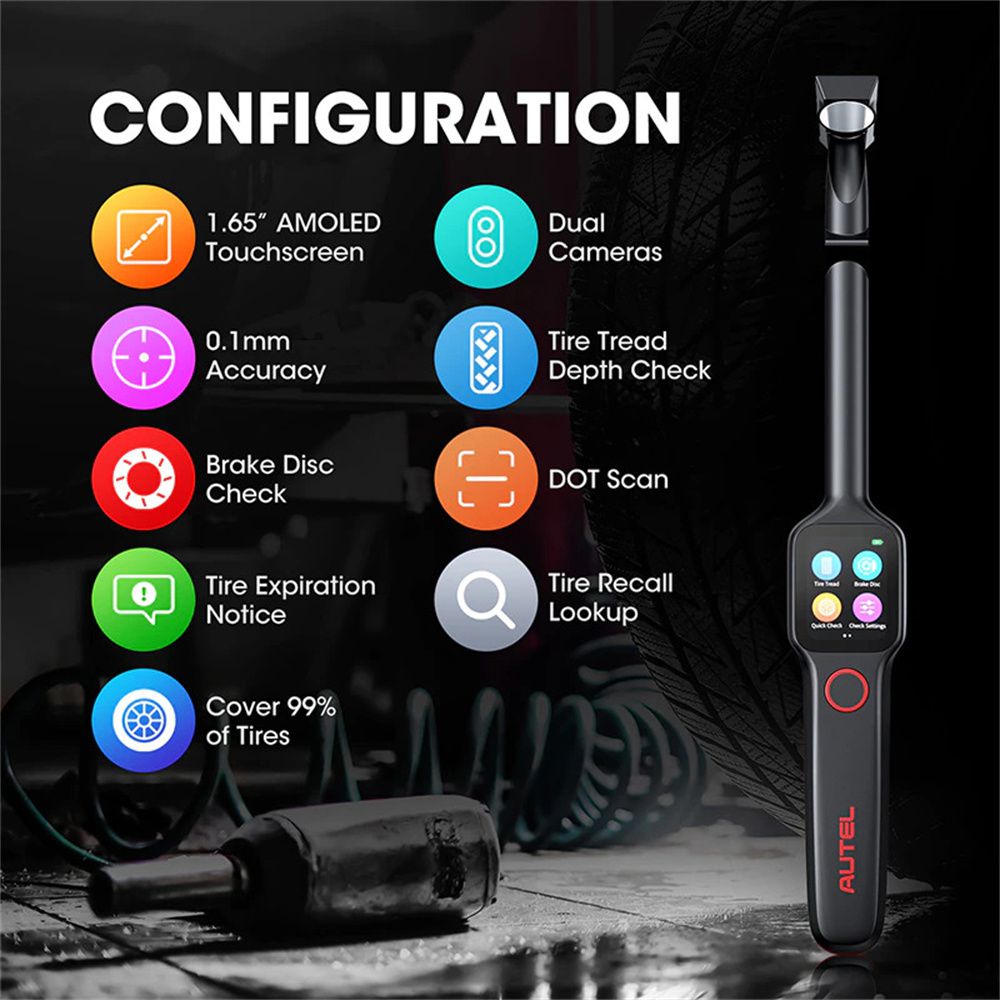 Autel MaxiTPMS TBE200E Tire Brake Examiner Laser Tire Tread Depth Brake Disc Wear 2in1 Tester Work with ITS600E