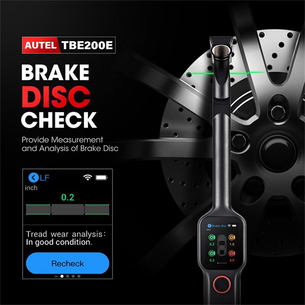 Autel MaxiTPMS TBE200E Tire Brake Examiner Laser Tire Tread Depth Brake Disc Wear 2in1 Tester Work with ITS600E