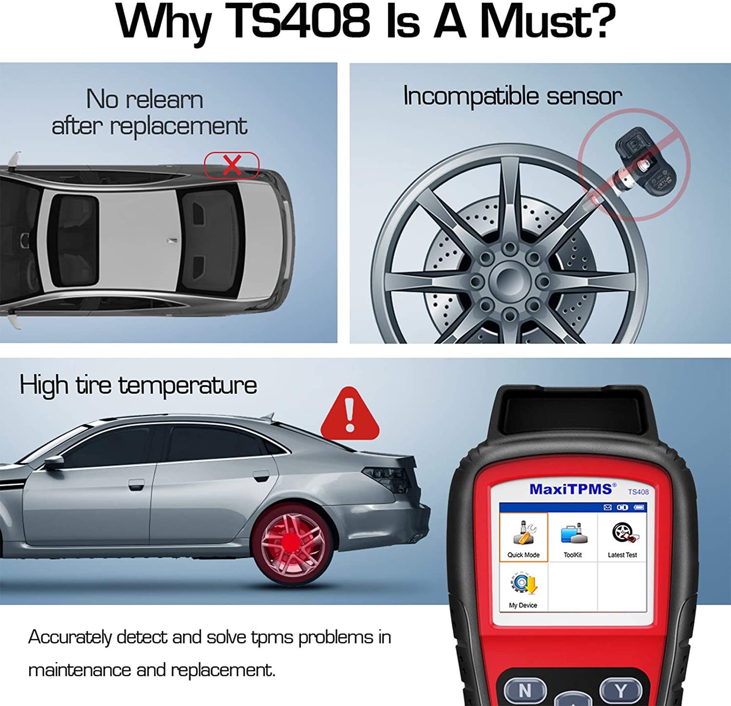 Autel MaxiTPMS TS408 TPMS Relearn Tool Cleaner Activate/Read TPMS Sensors Program Lifetime Update Upgraded of TS401