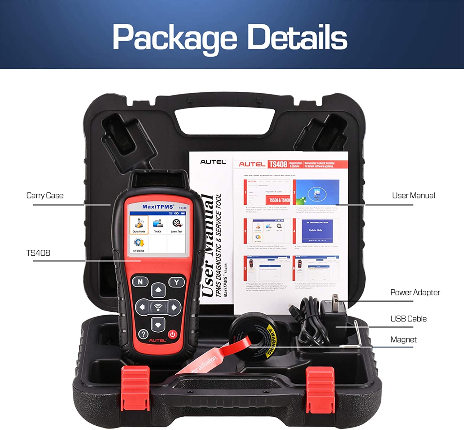 Autel MaxiTPMS TS408 TPMS Relearn Tool Cleaner Activate/Read TPMS Sensors Program Lifetime Update Upgraded of TS401