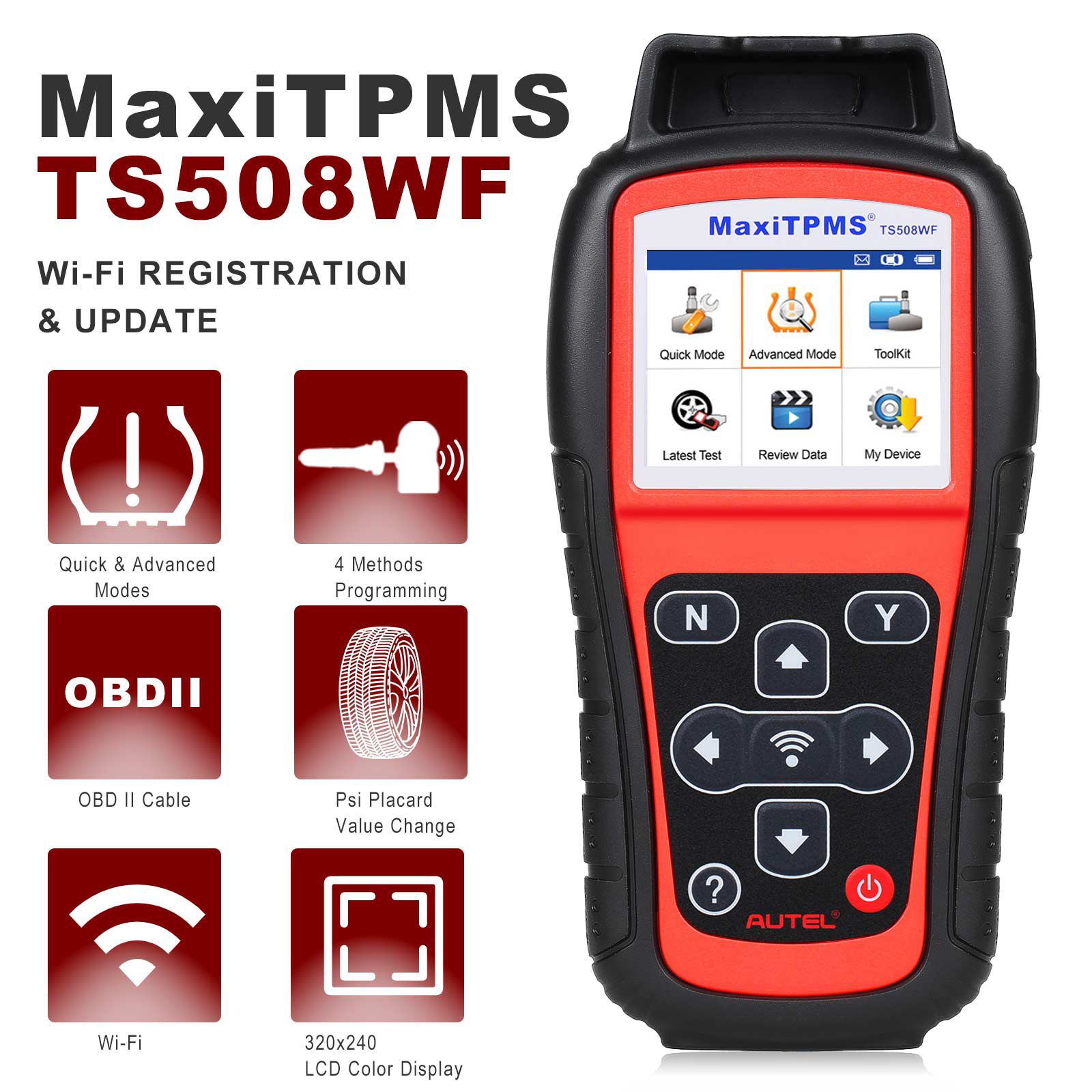 Autel MaxiTPMS TS508WF TPMS Programming Tool MX-Sersors 315/433MHz, Relearn/Activate All Sensors, Read/Clear DTCs, TPMS Reset, Support Lifetime
