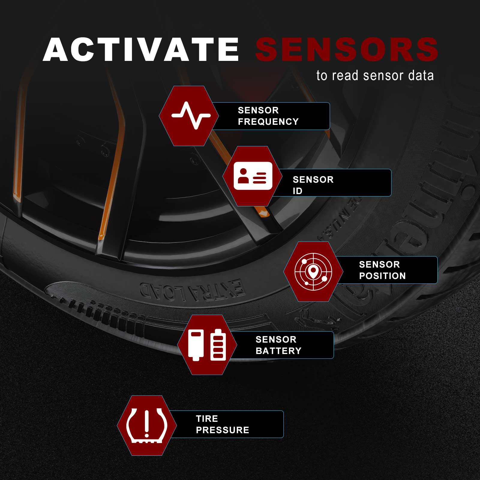 Autel MaxiTPMS TS508WF TPMS Programming Tool MX-Sersors 315/433MHz, Relearn/Activate All Sensors, Read/Clear DTCs, TPMS Reset, Support Lifetime
