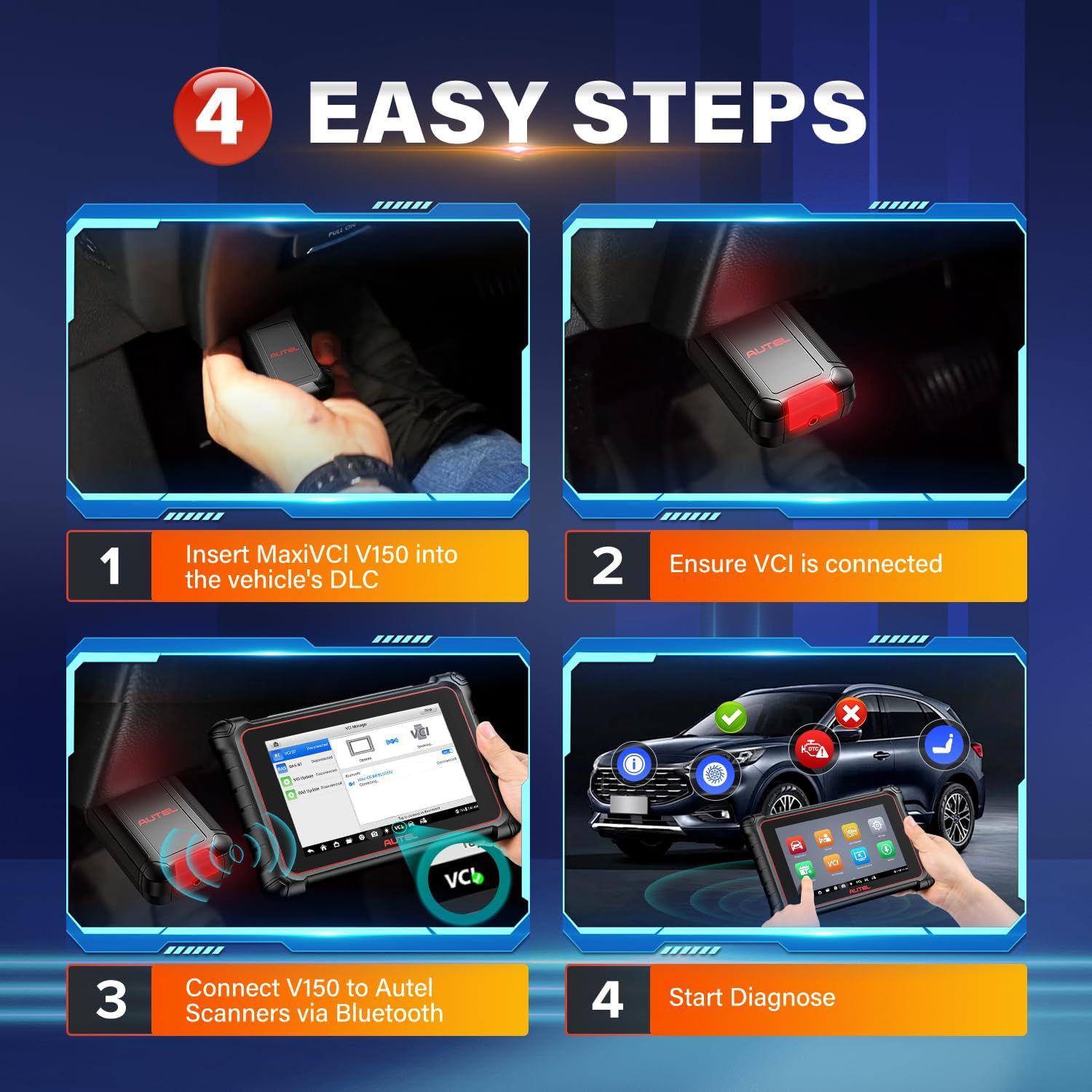 2025 Autel MaxiVCI V150 VCI150 Wireless Dongle,Support CAN FD / DOIP Protocol work for Autel 900 Series Scanners MK900BT MP900BT MP900Z-BT MP900TS