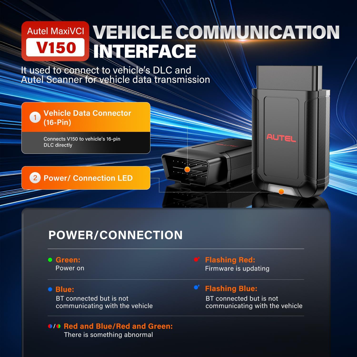 2025 Autel MaxiVCI V150 VCI150 Wireless Dongle,Support CAN FD / DOIP Protocol work for Autel 900 Series Scanners MK900BT MP900BT MP900Z-BT MP900TS