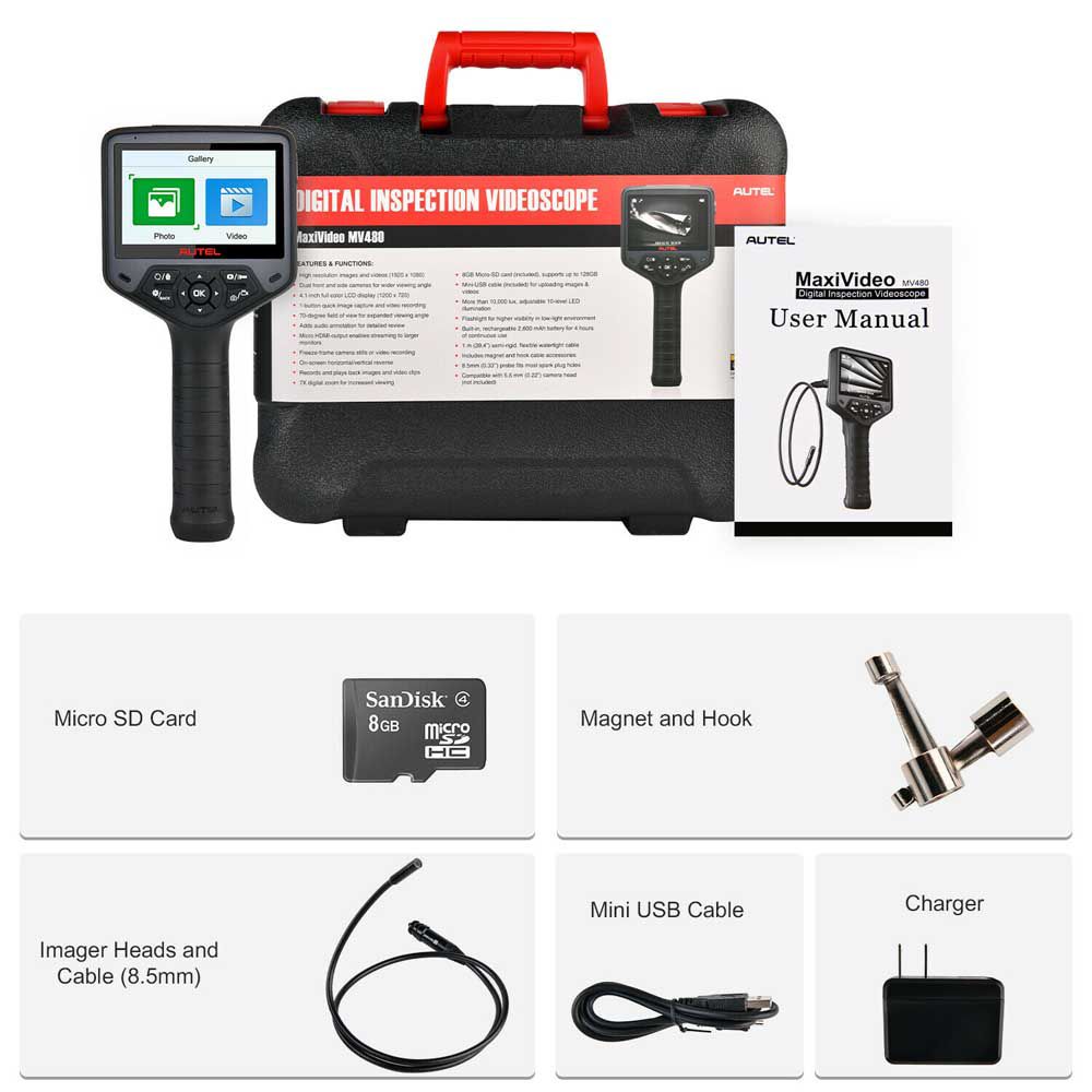  Autel Maxivideo MV480 Dual- Camera Digital Videoscope Inspection Camera Endoscope with 8.5mm Head Imager