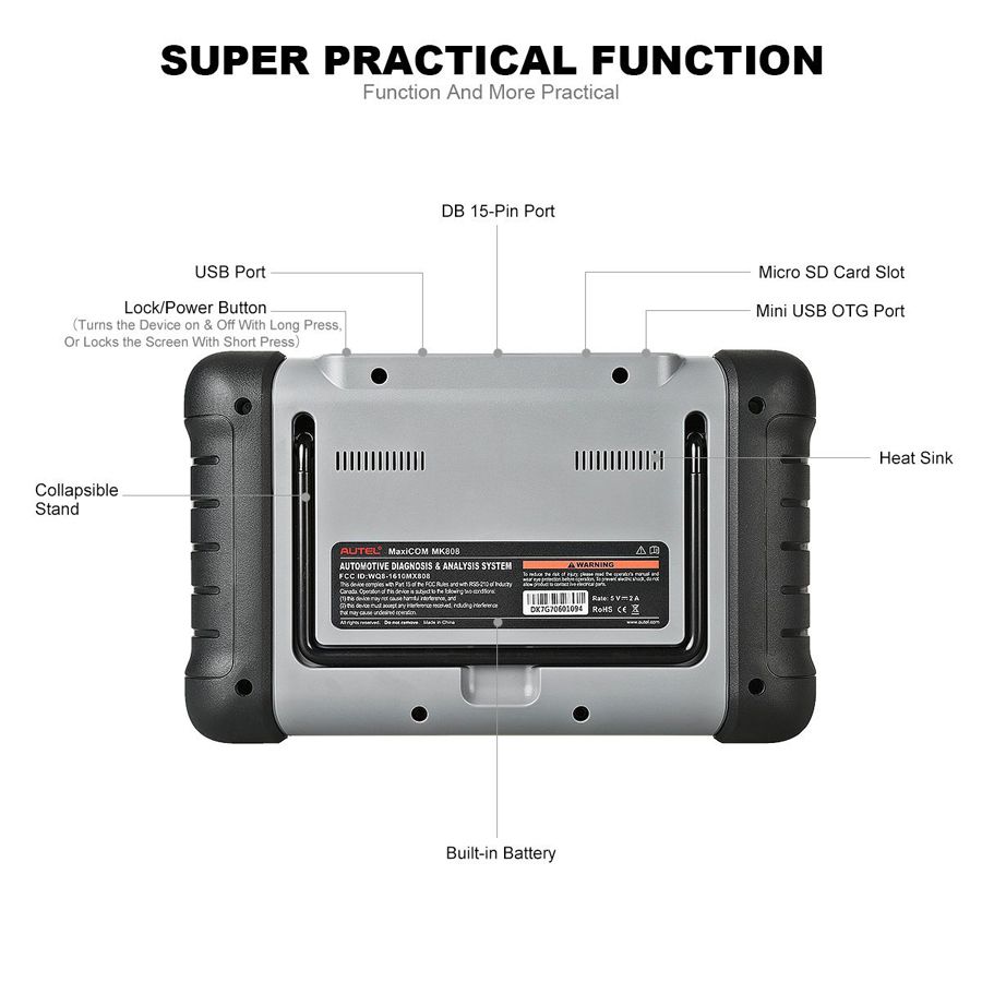 Autel MaxiCOM MK808 OBD2 Scanner Automotivo Car Diagnostic Tool OBD 2 EScaner TPMS Code Reader OBDII Key Coding CRP 909X CRP909