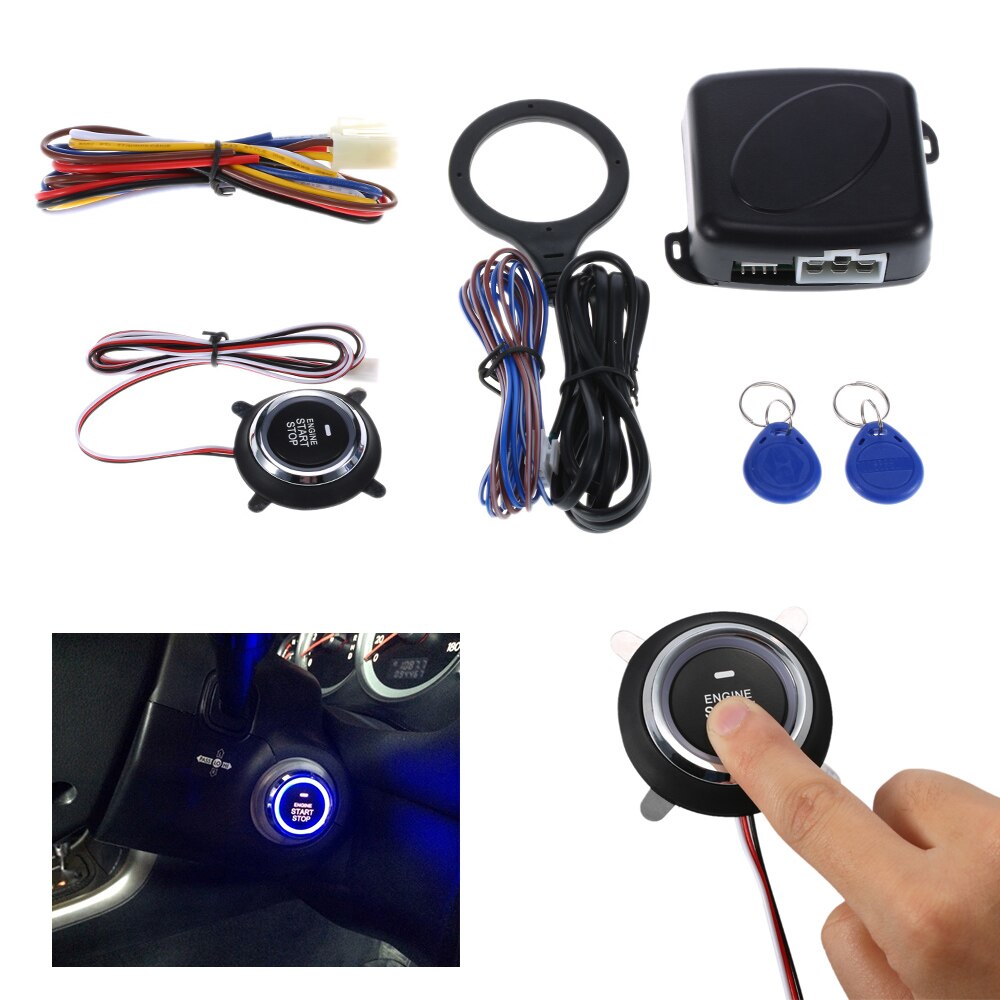 Auto Car Alarm Engine Starline Push Button Start Stop Lock Ignition Switch Keyless Entry System Starter Anti-theft System